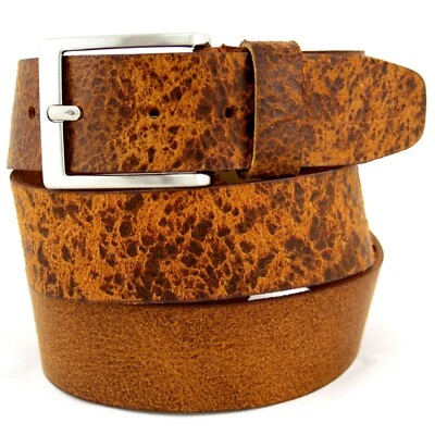 Cintura Western Uomo vera Pelle Marrone Cinta Donna in Cuoio da Cowboy di 4 cm - Immagine 1 di 4