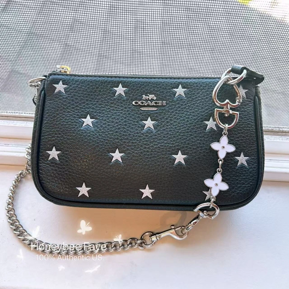 COACH CW409 Nolita 19 In Pebble Leather with Star Print Black Multi