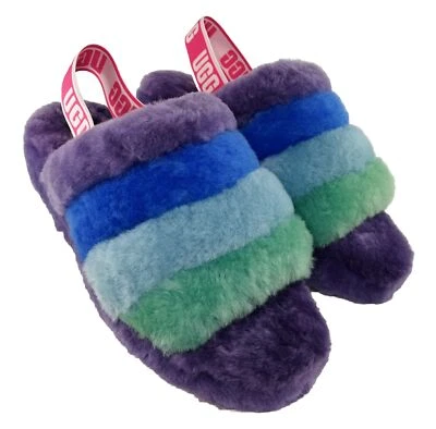 Sandalia Zapatilla UGG Fluff Yeah Púrpura Deslizable Piel de Oveja, Mujer US 9/ EUR 40 ~ NUEVA Foto 1 de 4