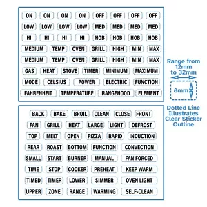 96pcs Black Text Oven Dial Label Stickers Stove Major Function Decal Switch Knob - Picture 1 of 4