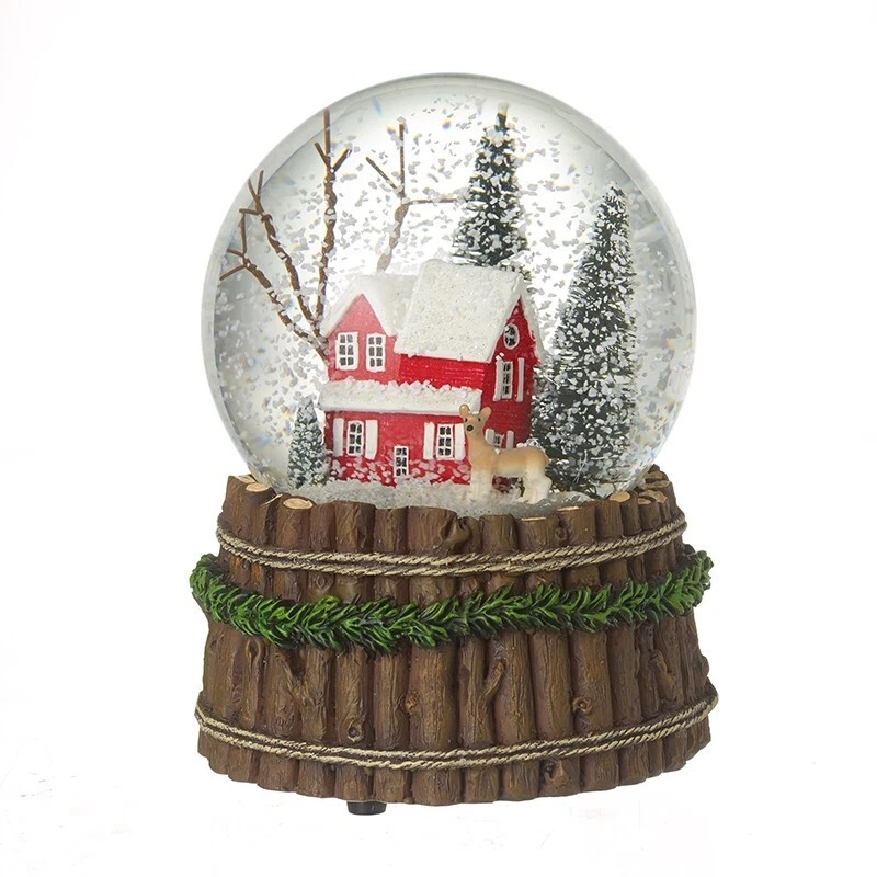 Heaven Sends House with Deer Scene Musical Christmas Snow Globe Decoration - Image 1 of 1