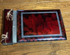 Japanese Hand Painted Lacquerware Musical Photo Album w 1940s Postcards Tokyo - Picture 1 of 22