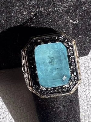 Handmade Ottoman Sterling Silver Tourmaline Men’s Ring.    Size 11 - Image 1 of 4