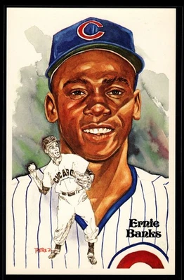 ERNIE BANKS Perez Steele HOF 1977 Postcard #/10,000 Chicago Cubs 1981 - Image 1 of 2