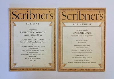 1935 ERNEST HEMINGWAY Green Hills of Africa 1st Appearance in Scribners Magazine - Image 1 of 4