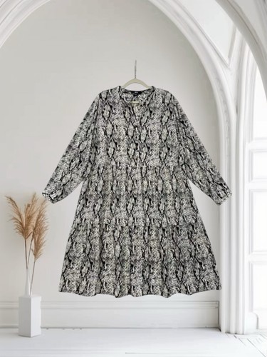 VETEMENTS Ellos abito midi donna taglia 22 stampa pelle di serpente a strati boho contadino estivo chic