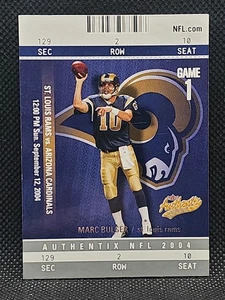 Tarjeta de fútbol americano base Fleer Authentix Marc Bulger 2004 Los Angeles Rams como nueva - Imagen 1 de 2