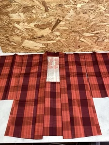 Japanese Kimono Haori Kimono Coat for Women Red Plaid Pattern Casual Design - Picture 1 of 8