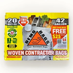 NUEVA Caja De 20 Bolsas Tejidas Demostración De Contratista 42 Galones - Ultimate Pro 110 Lb, 7 Mil - Imagen 1 de 7