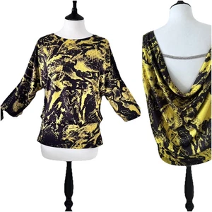 BNWT .. STAR by JULIEN MCDONALD .. Black/Yellow Cowl Back Top Sz 14 - Picture 1 of 10