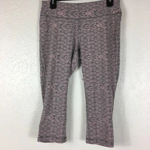 Reebok Athletic Capri Legging Pants Women Large Pink Gray Workout Gym 19" Inseam - Picture 1 of 10