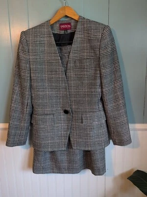 Traje Falda Tweed Vintage Sasson, París, Nueva York, Dos Piezas Mezcla Lana Talla 6/7 Foto 1 de 4