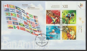 Canada #1804a, Pan American Games, Soccer, UR PB, First Day Cover,  FDC 1999 - Picture 1 of 1