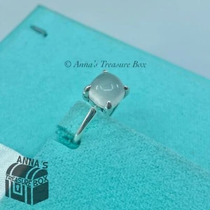 Tiffany & Co. 925 Silver Moonstone Cabochon Sugar Stack Ring Sz. 4.5 (pouch) - Picture 1 of 6