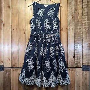 Monsoon Damenkleid Spitze Anlass dunkelblau weiß bestickt A-Linie Größe 14 - Bild 1 von 16