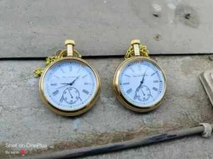 Set of 2 Watch elgin vintage pocket Collectible Antique Brass Pocket Small GIFT - Picture 1 of 8