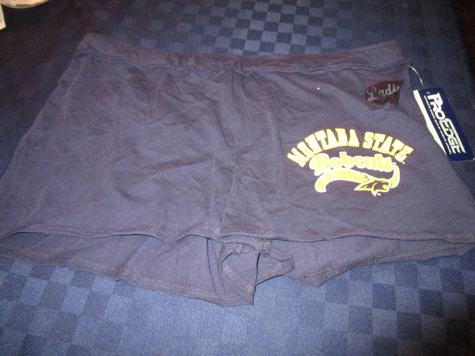 NUEVO CON ETIQUETAS MONTANA STATE BOBCATS MUJER JERSEY PUNTO PANTALONES CORTOS AZUL MARINO GRANDE Foto 1 de 1