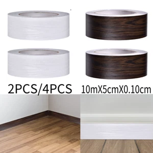 2/4 Rolls Skirting Board Molding Wood Trim Baseboard Decor Covers Self-Adhesive - Picture 1 of 13