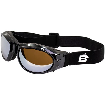 EAGLE ANTI-FOG DRIVING MIRROR LENS BLACK FRAME MOTORCYCLE GOGGLES BY BIRDZ
