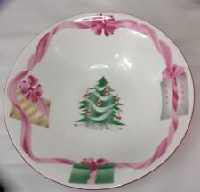 Sango 1992 Home for Christmas Serving Bowl Round 9" Vintage 4829 Holiday Tree 