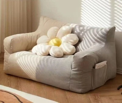 White/Gray Floor Sofa Couch Soft 2 Seats Puffy Comfortable Sofa Living Room Sofa - Image 1 of 2