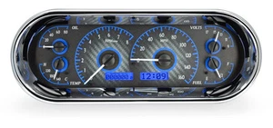 Dakota Digital Universal Oval Analog Gauge System Carbon Fiber Blue VHX-1018-C-B - Picture 1 of 5