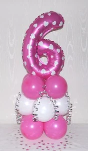 AGE 3 GIRL - THREE - PINK HEART NUMBER FOIL BALLOON TABLE DECORATION DISPLAY - Picture 1 of 9