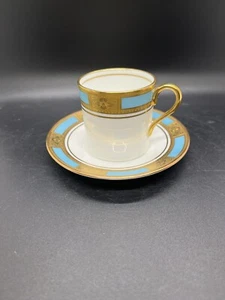 Aynsley Empress Rare Color Turquoise After Dinner Cup & Saucer Gold Appliqué 24k - Picture 1 of 7