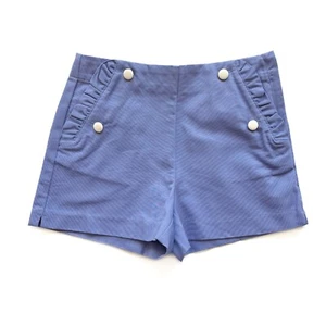 Girls 7 Janie and Jack Shorts Purple Blue Ruffle Pockets Buttons Adjustable - Picture 1 of 6