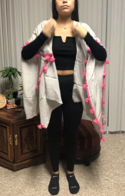 NWT Echo New York Pink Tassels Cardi Wrap Swim Cover-Up Shawl Poncho One Size - Image 1 of 4