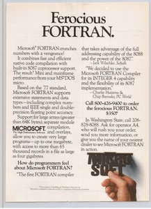 Microsoft Vintage Print Ad Ferocious FORTRAN Programming Software 1984 - Picture 1 of 1