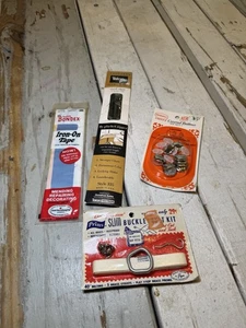 VINTAGE LOT OF SEWING ITEMS PRIMS BUCKLE BELT KIT, TALON ZIPPER, SUPER BONDEX + - Picture 1 of 17