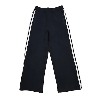 Pantalones informales negros con rayas laterales blancas Uniqlo para niñas y niños Foto 1 de 4