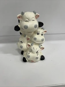 VINTAGE " 4 KÜHE SPIELEN STAPEL AUF " KUHFIGUREN KERAMIK MÜNZBANK - Bild 1 von 11