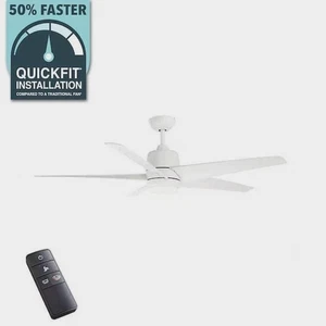Hampton Bay Mena 54 in Matte White Ceiling Fan w Remote & Light Kit - Ships Free - Picture 1 of 7