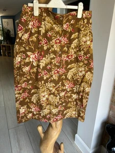 Orvis Ladies Skirt Size 14 Brown/Red Floral Cotton Spandex Elasticated Waist - Picture 1 of 9