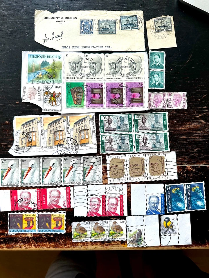 Belgium Lot of Cover Fragments, Blocks, Pairs and Corners, High Value Stamps - Image 1 of 1