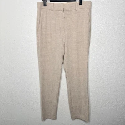 H&M Womens Pants Size 12 Beige Plaid Printed Trousers Business Wear Comfort Wear - Image 1 of 4