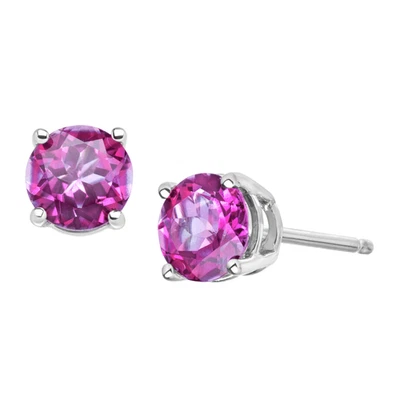 Aretes de topacio místico rosa Finecraft de 1 1/5 cttw en oro blanco de 10 K Foto 1 de 3