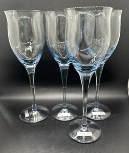 NOS! Set Of 4 Noritake Crystal Royal Pierpont Blue Wine Water Goblets, Japan - Picture 1 of 19
