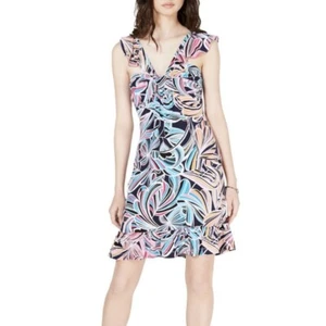 NWOT Trina Turk Henna Colorful Ruffle Sleeveless Dress Size 6 - Picture 1 of 12