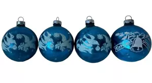 Vintage Shiny Brite Christmas Ornaments Mid Century Holiday Dove Bell Blue Balls - Picture 1 of 9