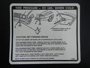 1961 Buick Skylark Special Trunk Bumper Jack Instructions Decal 61 Sky Spec NEW - Picture 1 of 1