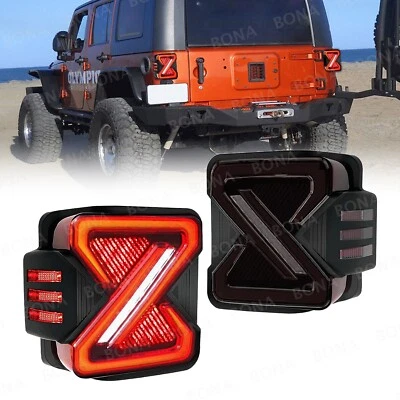 Smoked Lens LED Tail Lights Turn Signal Lamps For 2007-2018 Jeep Wrangler JK - Imagem 1 de 4