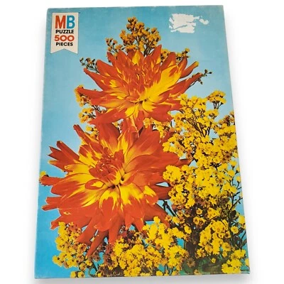 VTG 1978 Sealed Milton Bradley Four Dahlias 500 Piece Puzzle Floral  Series 4981 - Image 1 of 4
