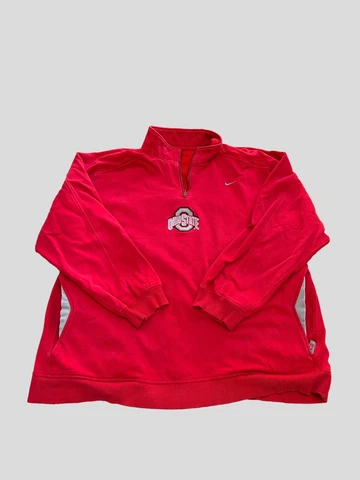 Ohio State Buckeyes Nike Mini Swoosh VTG Red 1/4 Zip Sweatshirt XL Cover
