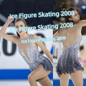 Vestido de competición de patinaje artístico sobre hielo disfraz de gimnasia baile vestido teñido - Imagen 1 de 8