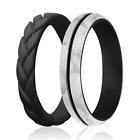 Silicone Wedding Stackble Lines Ring Set - Metal by ROQ for Women - 4 x 9 mm