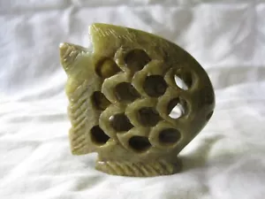 Carved Soap Stone Filigree Fish - Picture 1 of 6