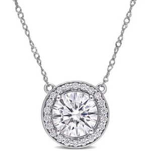 AMOUR 2 1/5 CT DEW Created Moissanite Circle Necklace In 14K White Gold - Picture 1 of 4